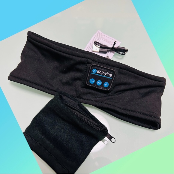 Elastic Wireless Headphones Headband And Sports Wrist Pouch Set - Picture 2 of 8